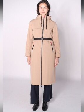 HUNTER Crown 2.0 Water Repellent Hooded Softshell Coat in British Tan NWT